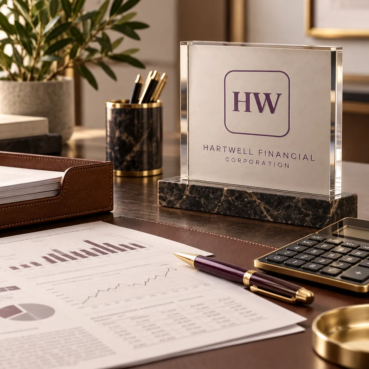 Hartwell Financial Corporation desk plaque